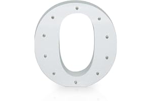 K AKTUAL Letra O en Madera Blanca Iluminada con 10 Luces LED - Decoración e Iluminación de Escaparates o Espacios - Ideal para Apoyar o Colgar - Funciona con Pilas AAA - Altura 15 cm - Aktual