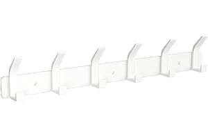 Sarsumir Over Door Hanger Wall Mounted Coat Hooks with 6 Hooks Door Hooks for Front Bedroom Coats Jackets Purses Bags Clothes Towels Coat Rack, Pure White