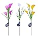Produktbild VNEIRW Blumen LED Solar Lampe Gartenleuchte, Solar Lichter mit 4 Calla-Lilie, 3er-Pack Wasserdichte IP44 Solar Künstliche Blume Verfärbung Bodenleuchten Dekor Garten, Terrasse, Hinterhof (A)