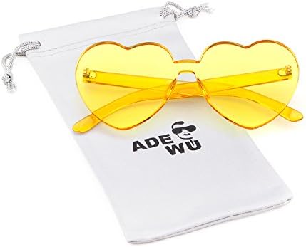 ADEWULove Heart Sunglasses Women Girl Rimless Candy Color One Piece Eyewear