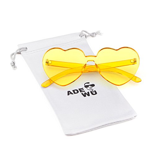 ADEWULove Heart Sunglasses Women Girl Rimless Candy Color One Piece Eyewear