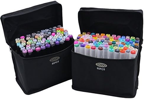 JOJOO Touch Six 80 Colours Art Fashion Design Marker Pens Double-end Dual Tip Stained Fine Writers Permanent Sketch Drawing Marker Pens with Bag, Non-toxic MK007W
