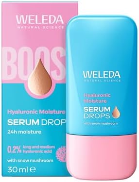 WELEDA Siero Acido Ialuronico Boostr Drops, dona un'intensa idratazione alla pelle secca e stanca, assicurando un effetto che dura 24 ore (1x30 ml)