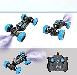 ROYALDEALS - RD Spray Remote Control Car,Smart RC Stunt Car Toy for Boys and Girls, with Water Mist Spray Distortion with Sound and Light, Coolest Realistic Vehicle Gift for Kids - USB Charge (Blue)
