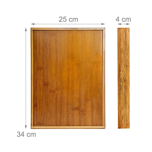 Relaxdays Besteckkasten aus Bambus HxBxT: ca. 4 x 25 x 34cm Besteckeinsatz mit 4 Fächern als Küchenorganizer und Schubladeneinsatz pflegeleichter Schubladenkasten für Besteck Organizer aus Holz, natur - 4