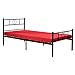 Produktbild DORAFAIR Einzelbett Metallbett Einzel Bett Metall Bettgestell mit Lattenrost für Gästezimmer Schlafzimmer Bett, Herz Symbol Muster 90 x 190cm In Schwarz