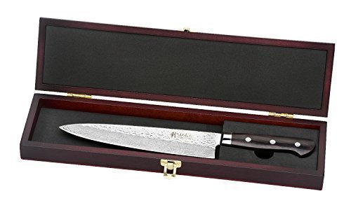 Wakoli Damastmesser (Chefmesser) japanischer Damaststahl VG-10, mit Holzverpackung, Wakoli Razor Serie