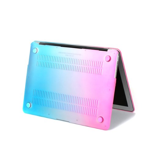 i-Buy Matte Gummierte Harte Schutzhülle Hülle für Apple Macbook Air 13.3 Zoll + Schutzfolie + Silikon Tastaturschutz + Anti-Staub-Stecker – Regenbogen - 9