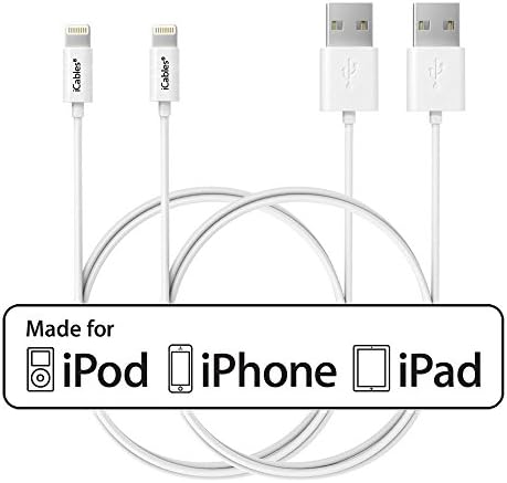 iCablesiPhone USB Lightning Cable - Fast Sync & Charge Wire - Compatible with iPhone 14, 13, 12, 11 (Pro, Max) XS/XR/X/8/8 Plus/7/6/6 plus/5/5S, iPad Pro, Air, mini and More - Length: 3.3Ft / 1M