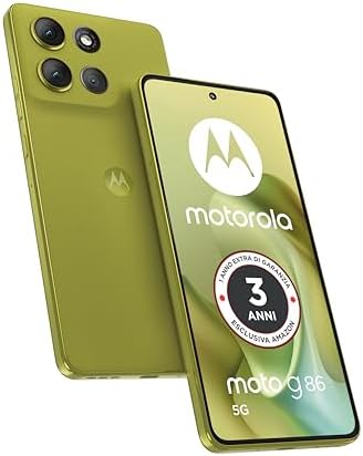 Motorola moto g86 con 3 anni di garanzia (8/256GB, Fotocamera 50MP + flicker cam, Display 6.67" pOLED 120Hz, batteria 5100mAh, MediaTek Dimensity 7300, Android 15), Golden Cypress