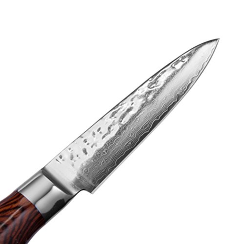 A.P. Donovan – Damast-Messer Küchenmesser Damastener Stahl Obstmesser Gemüsemesser Schälmesser Kochmesser 9cm – Pakkaholz - 2