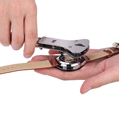 GHB Uhrenwerkzeug 14 pcs Uhrmacherwerkzeug Uhrenöffner Uhr Reparatur Werkzeug Set mit Hammer Tasche - 6