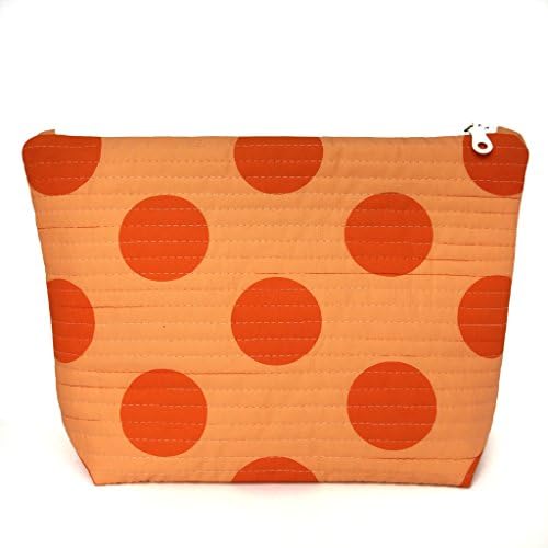 Large Makeup Bag Orange Spot Handprinted Mothers Day Gift