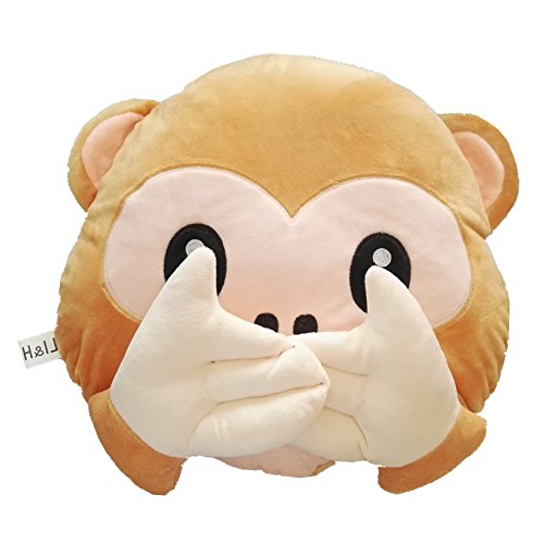LI&HI Affe Emoji Lachen Emoticon Kissen Polster Dekokissen Stuhlkissen Sitzkissen Rund(Wuzui) - 5