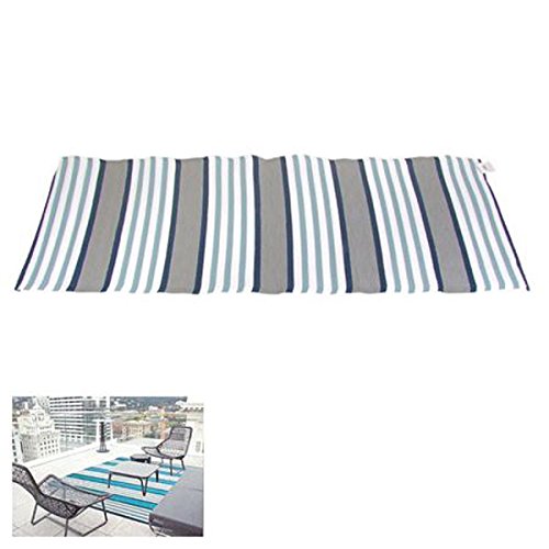 Outdoor-Teppich 90x180cm Läufer Brücke Balkon Terrasse Camping Strand Garten, Farbe:Blau/Weiß/Grau