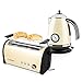 Produktbild Klarstein Cambridge Frühstücksset Wasserkocher + Toaster (Wasserkocher 2200 Watt, 1,7 Liter, Temperaturanzeige, 1400 Watt 2-Scheiben-Toaster, 6 Bräunungsstufen, Edelstahl) creme