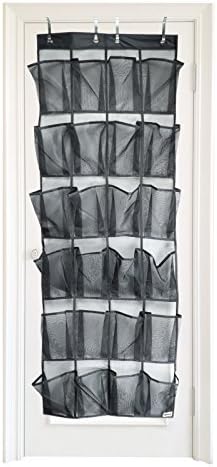 Apalus Over the Door Shoe Organizer, Door-mounted storage, Sneakers, Sandals Rack with Mesh Pockets for Easy storage with 4 Adjustable Door Hooks, Fits most door types/sizes (24 Pockets)