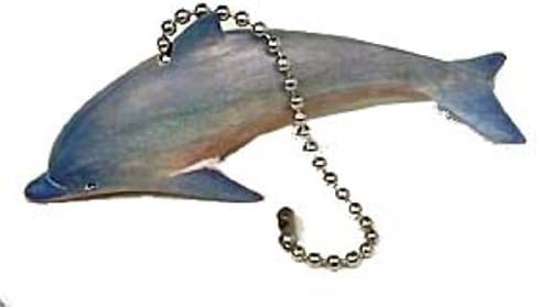 TIM Coastal Nautical Bottlenose Dolphin Whitewashed Carved Wood Ceiling Fan Pull