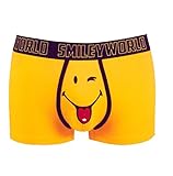 Smiley World Funny Friend lustige Boxershort Unterhose Pant Underwear Geschenk für Herren, Jungen witzig frech gelber Smileys 95 % Baumwolle (M) Geschenk