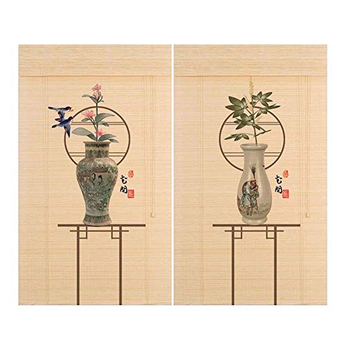 WZB Bambus-Vorhang Bambusmotiv Rollentyp Sonnencreme Drucken Muster Glatt Vorhang Balkon - Anpassbar (Color : A, Size : 200x180cm)