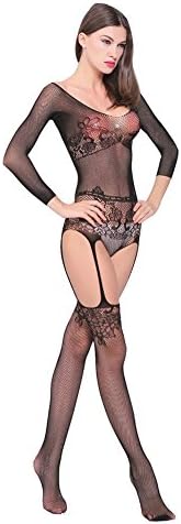 Myhope Woman Lingerie Bodystocking Jacquard Fishnet Hollow Open Crotch Body Stockings