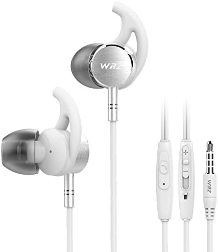 FanQube WRZ-M7 Sports metal Earphones, Sweatproof and Heavy Bass Earbuds with Microphone Volume Control headphones, for Running Gym Workout Training (Silver)