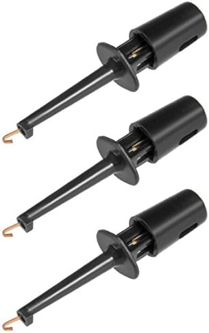sourcingmap 3 Pcs 42mm Length Test Hook Clip Solderable for Multimeters PCB Tester Grabber Black