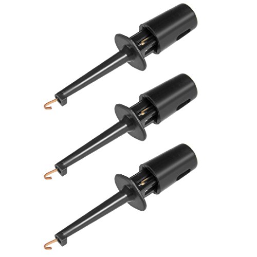sourcingmap 3 Pcs 42mm Length Test Hook Clip Solderable for Multimeters PCB Tester Grabber Black