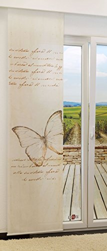 Schiebevorhang von LYSEL® - Butterfly lichtdurchlässig mit Motiv in den Maßen 245 cm x 60 cm beige/sepia
