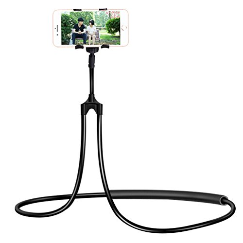 Faul Hals Telefonhalter, Letone Handyhalter 360°Drehung Flexibel Montieren Hängender Halterung Lüftungshalter für iphone, Samsung, Huawei Universal Smartphone, für Auto, Sofa, Küche,Bad, Büro (Schwarz)