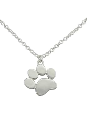 Hanessa Schmuck Hals-kette mit Katzen-Tatze Hunde-Pfote Anhänger Damen-Schmuck Zinklegierung, in Silber Geschenk...