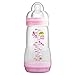 Mam Anti-Colic Baby Bottle 260ml 0-6 Months Flow 2 - Colour : Transparent pink with patterns