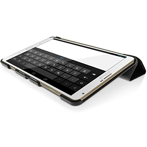 igadgitz Schwarz PU Ledertasche Hülle Smart Cover für Samsung Galaxy Tab S 8.4″ SM-T700 mit Multi-Winkel Betrachtungs + Auto Sleep/Wake + Displayschutzfolie - 7