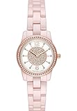 Michael Kors Damen-Armbanduhr Analog Quarz One Size, weiß, rosa