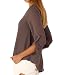 Dragonpad Women's V-Neck Button Detail Dip Back Solid Blouse Top Shirts Coffee XL