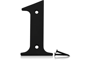 Bwintech 1 Pcs 75mm Matt Black SS304 House Numbers Door number 1, House Signs for outside, House Numbers Plaques for Front Wooden Door