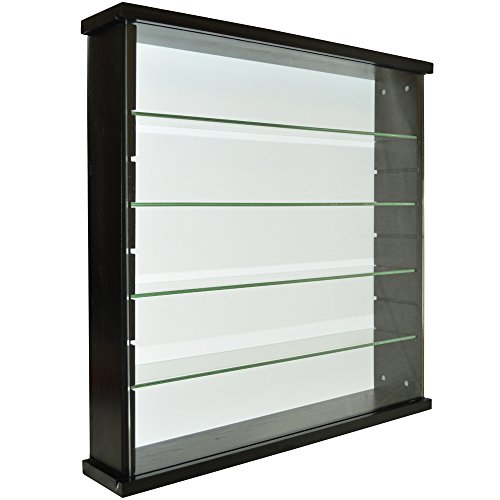 WATSONS EXHIBIT - Solid Wood 4 Shelf Glass Wall Display Cabinet - Black