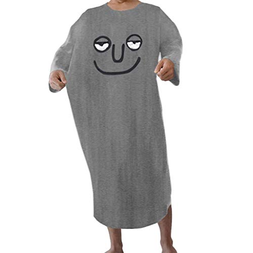 Preisvergleich Produktbild MIRRAY Damen Lustiges Gedrucktes Nachtwäsche Nachthemd Langes Hemdkleid Negligee (Grau,M)
