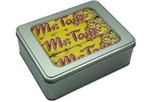 Mr Tom Peanut Brittle Bars Nut Vegan Hamper x 12 Bars and TinTastic Silver Window Lid Refillable Tin
