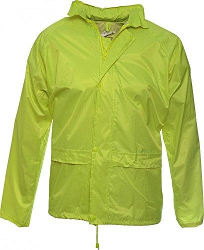 High Visibility Yellow Rain Jacket, With Hood, Small
