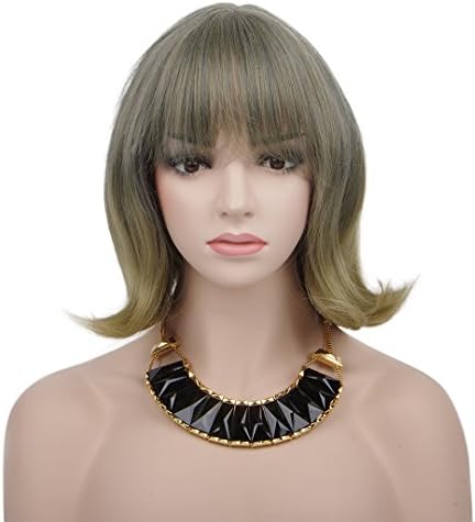Spretty Womens Strange Short Bob Style Mid Long Straight Wig for Cosplay Party Costume