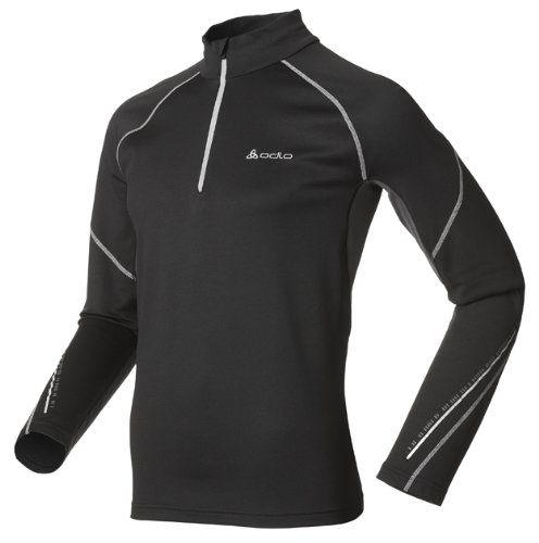 Odlo Herren Shirt Stand-Up Collar Longsleeve 1/2 Zip Sharp, black - ebony grey - silver, S, 346342