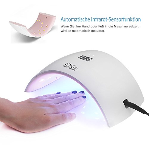 KYG Nagellacktrockner UV-Nagellampe 24W 15 LEDs Lichthärtegerät Infrarot Sensor Lichthärtungsgerät für Shellac, Gelnagellack mit Timer Rosa - 4