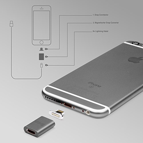 Original Urcover® Tech Snap Adapter Set Magnetisches iPhone Lightning Kabel Adapter Grau Snap [ FAST CHARGING ] für Apple Smartphones iPhone - 9