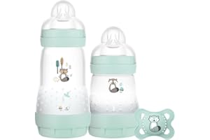 MAM Easy Start Colours of Nature Starter - Set de iniciación de autoesterilización anticólicos (Racoon), juego de biberones para recién nacidos y calmante, para recién nacidos