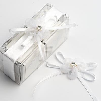 Italian Options Self Adhesive Diamante Flower Bows White (Pk 12)