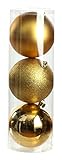  Festive Productions 3 Glanz/Matt/Glitzer Blau Kugeln in Box, plastik, gold, 15.2 x 15.2 x 45 cm