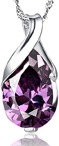 925 Sterling Silver Statement Crystal Pendant Necklace for Women Fashion Jewelry Accessories