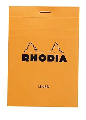 Rhodia - N°12 - Bloc Agrafé 80 Feuilles Détachables - Ligné - 8,5 x 12 cm - Orange