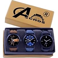 Acnos Brown Blue and Black Analog Watches for Men Pack of - 3(l-01-02-05)